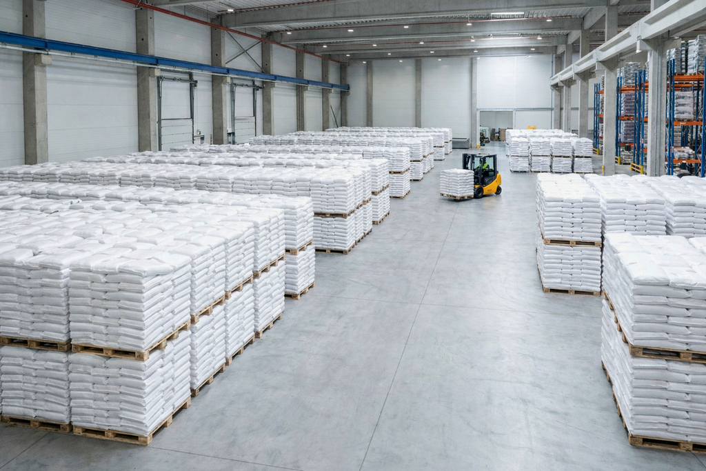 Gudang dengan Tumpukan Karung